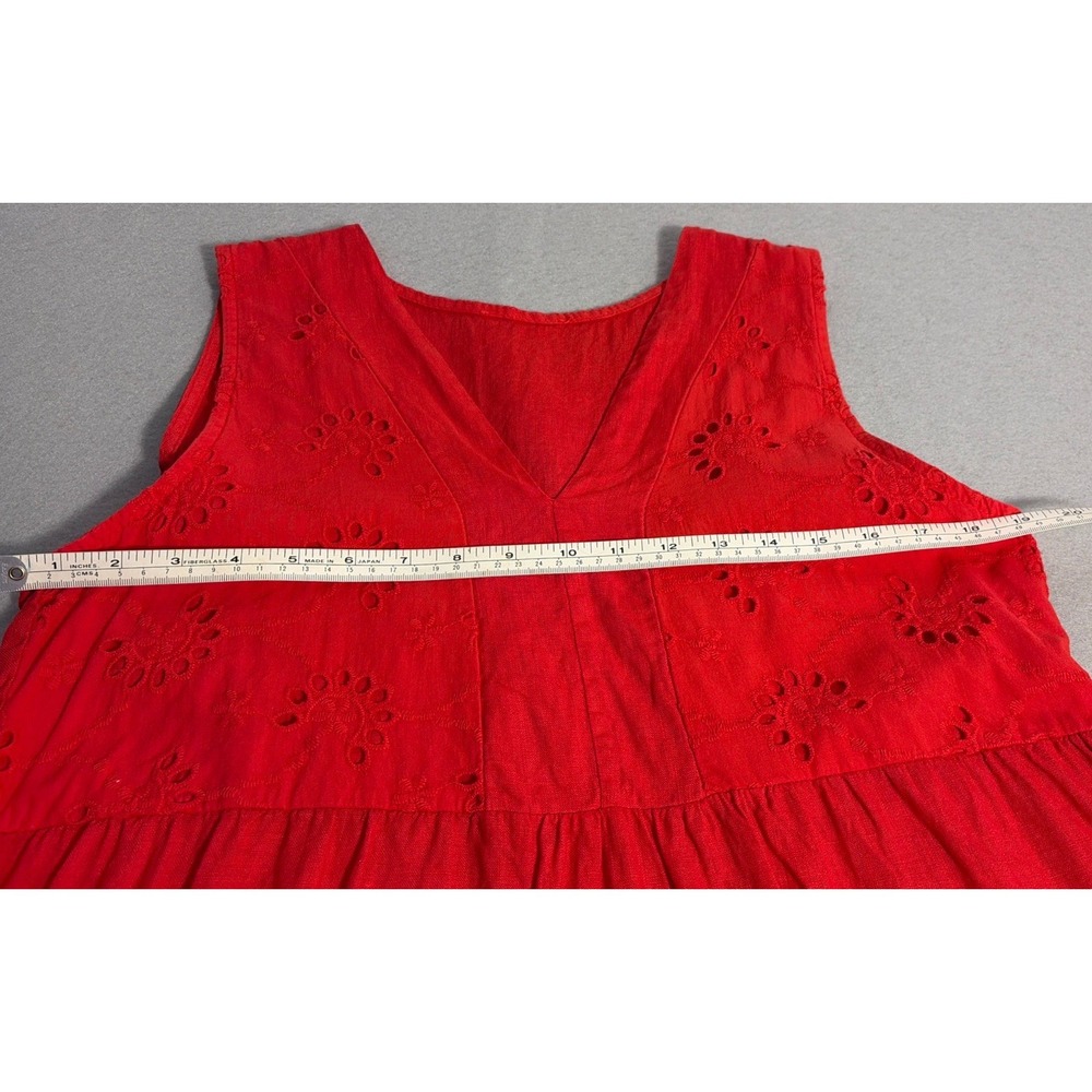 Women's Medium Red Linen Summer Dress Costal Summer Minimal - Picture 7 of 9